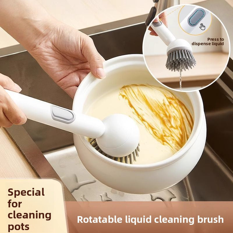 Long Handle Rotating Pot Cleaning Brush