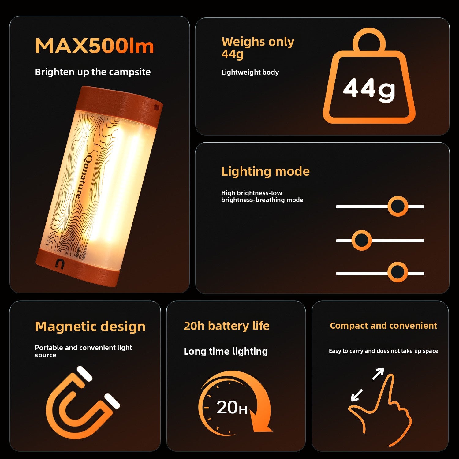 Portable Magnetic Camping Lantern with Adjustable Brightness